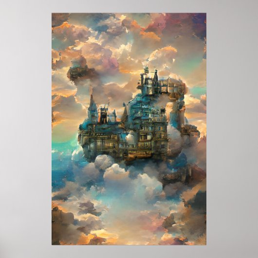 Castle, Cartoon Castle, Castle in Sky, middeleeuws Poster (Voorkant)