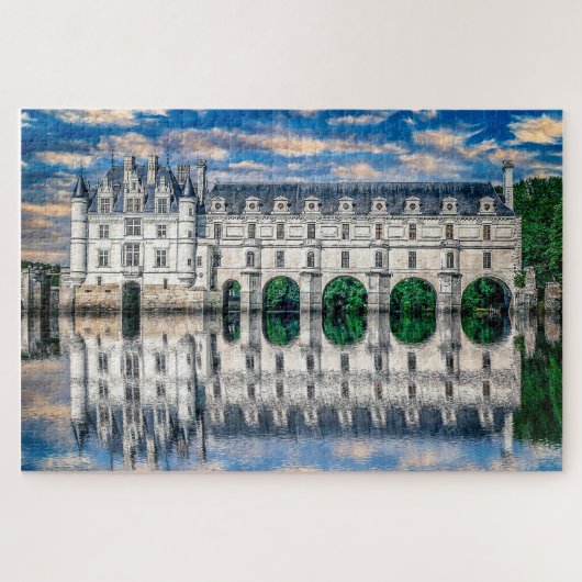 Castle (chateau) de Chenonceau. Frankrijk. Legpuzzel (Horizontaal)