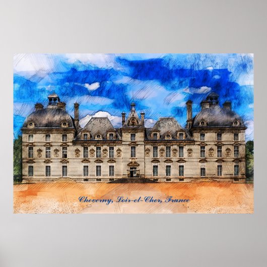 Castle Cheverny, Loire valley, Frankrijk. Poster (Voorkant)