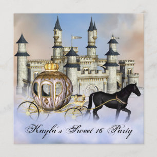 Castle Clouds Princess Fairytale Sweet 16 Party Kaart