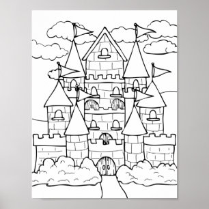 Castle Coloring Page Poster