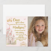 Castle & Crown Princess Invitation d'anniversaire (Devant / Derrière)