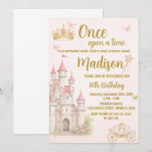 Castle & Crown Princess Invitation d'anniversaire (Devant / Derrière)