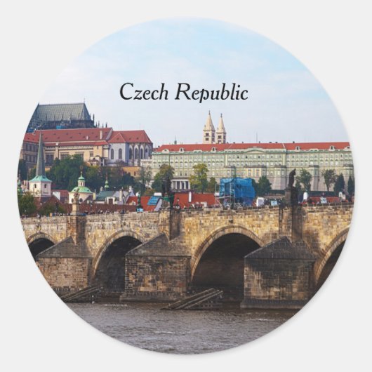 Castle en Charles Bridge Tsjechië-Praag Ronde Sticker (Voorkant)