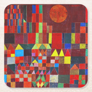 Castle en Sun, Paul Klee Vierkante Kartonnen Onderzetter