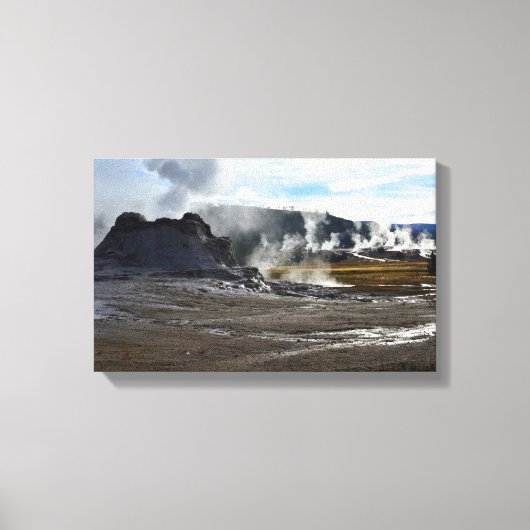 Castle Geyser en Upper Geyser Basin, geelsteen Canvas Afdruk (Voorkant)