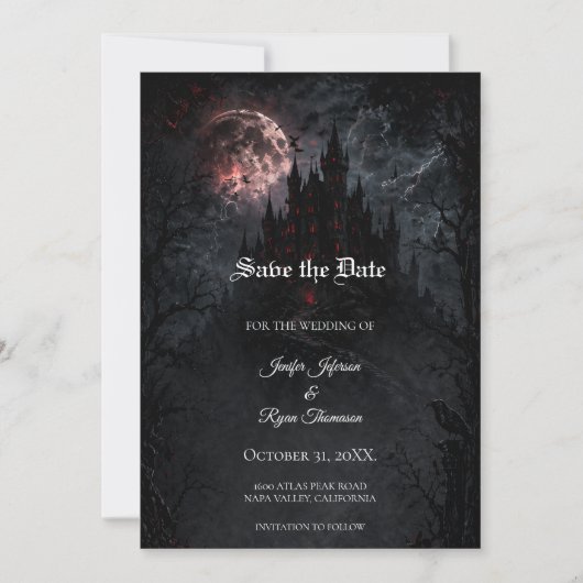 Castle Gothic wedding save the date invitation (Devant)