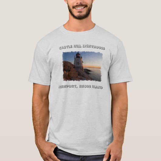 Castle Hill Lighthouse, Newport RI Mannen Tee Shir T-shirt (Voorkant)