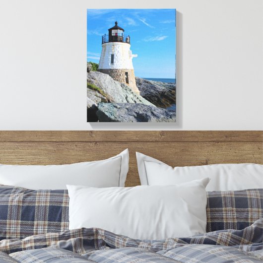 Castle Hill Lighthouse, Rhode Island Canvas Afdruk (Insitu (Slaapkamer))