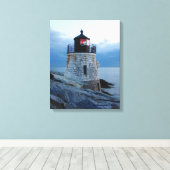 Castle Hill vuurtoren- Newport, RI canvas Afdruk (Insitu (Houten vloer))