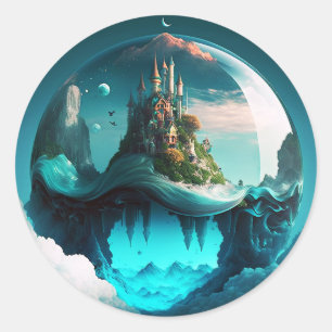 Castle in Crystal Ball Ronde Sticker