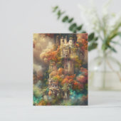 Castle in Forest, Fantasy Oerwoud, Herfst Briefkaa Briefkaart (Staand voorkant)