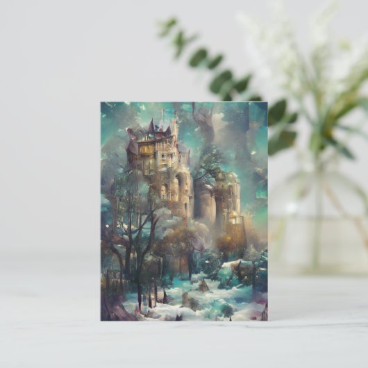 Castle in Forest, Fantasy Oerwoud, Magic Castle Briefkaart (Staand voorkant)
