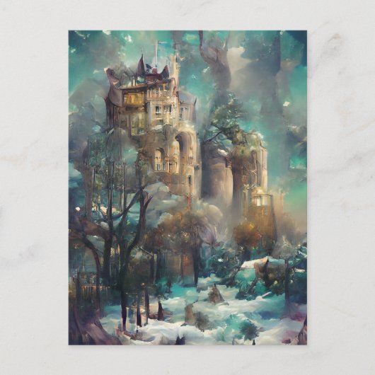 Castle in Forest, Fantasy Oerwoud, Magic Castle Briefkaart (Voorkant)