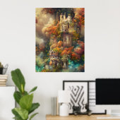 Castle in Forest, Fantasy Oerwoud, Magic Castle Po Poster (Thuiskantoor)
