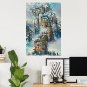 Castle in Forest, Fantasy Oerwoud, Magic Castle Poster (Thuiskantoor)