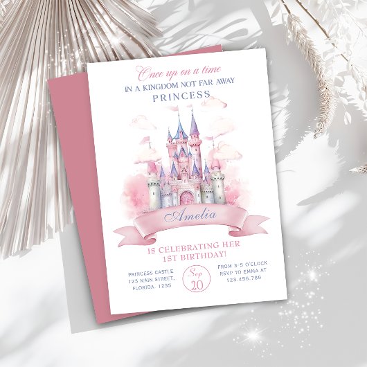 Castle Kingdom Princess Invitation de fête d'anniv