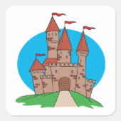 Castle met vlaggen vierkante sticker (Voorkant)