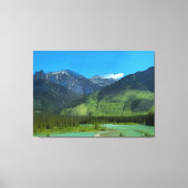 Castle Mountain en Bow River, Banff Alberta Canvas Afdruk (Voorkant)