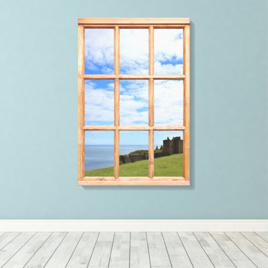 Castle naar het Zee 3D-effect Uitzicht Afbeelding Canvas Afdruk (Insitu (Houten vloer))