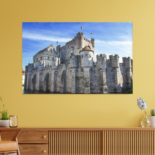 Castle of the Counts in Gent Canvas Afdruk (Insitu (Woonkamer))