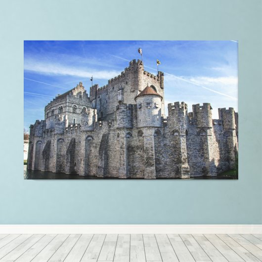 Castle of the Counts in Gent Canvas Afdruk (Insitu (Houten vloer))