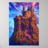 Castle op een rots in het zee | AI Art Poster (Voorkant)