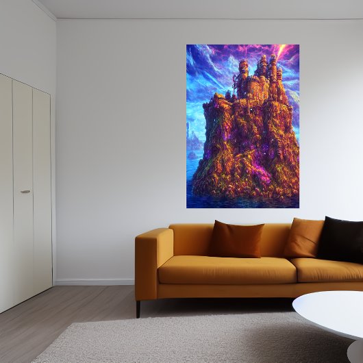 Castle op een rots in het zee | AI Art Poster