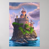 Castle op het gesteente | AI Art Poster (Voorkant)