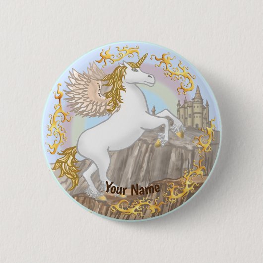 Castle Pegasus Unicorn pin Ronde Button 5,7 Cm (Voorkant)