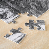 Castle pencilart Monochrome Black & White Legpuzzel (Zijkant)