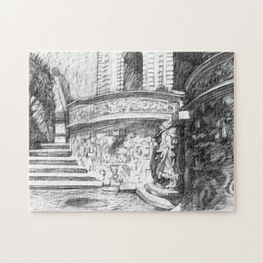 Castle pencilart Monochrome Black & White Legpuzzel (Horizontaal)