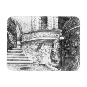 Castle pencilart Monochrome Black & White Magneet
