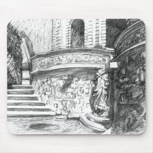 Castle pencilart Monochrome Black & White Muismat (Voorkant)