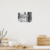Castle pencilart Monochrome Black & White Poster (Keuken)