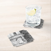 Castle pencilart Monochrome Kartonnen Onderzetters (Insitu)