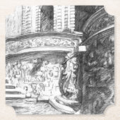 Castle pencilart Monochrome Kartonnen Onderzetters (Voorkant)