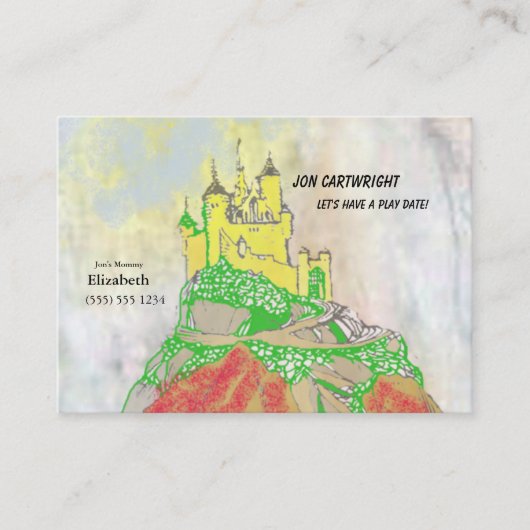 Castle Play Date Uitnodigen met foto op achterzijd Contactkaartje (Voorkant)