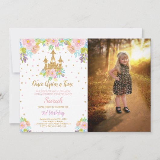 Castle Princess Invitation d'anniversaire avec pho (Devant)
