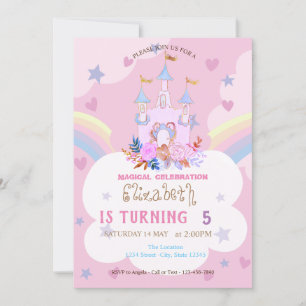 Castle Rainbow Cloud Anniversaire Invitation