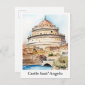Castle San't Angelo Rome Italië Waterverf Reizen Briefkaart (Voorkant / Achterkant)