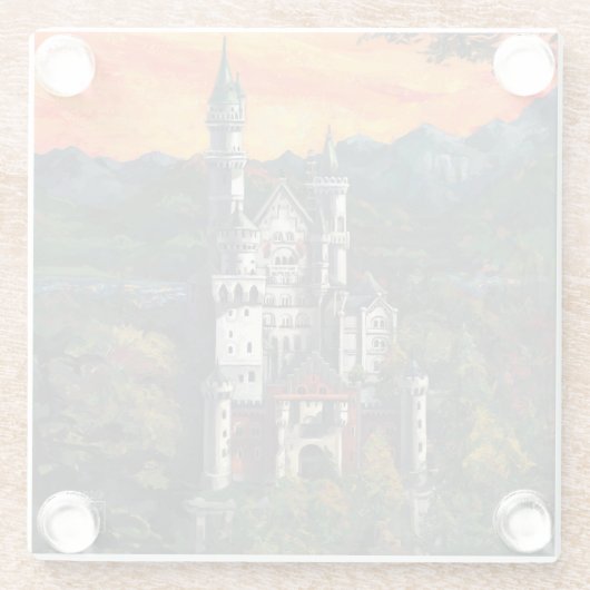 Castle Schloss Neuschwanstein Art Glazen Onderzetter (Achterkant)