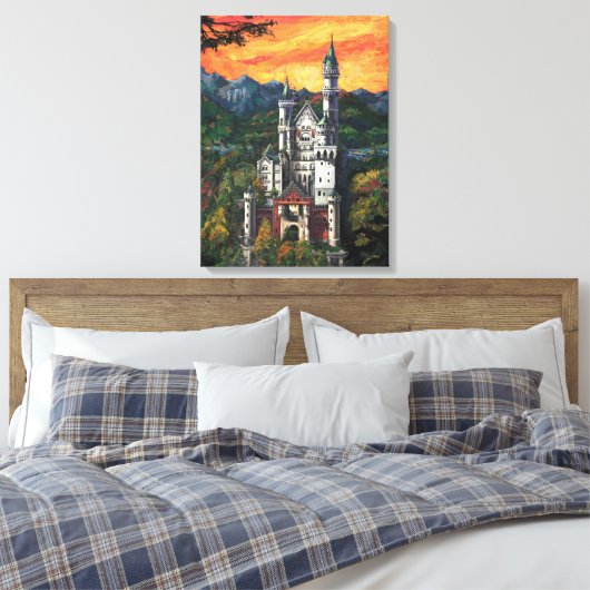 Castle Schloss Neuschwanstein Canvas Afdruk (Insitu (Slaapkamer))