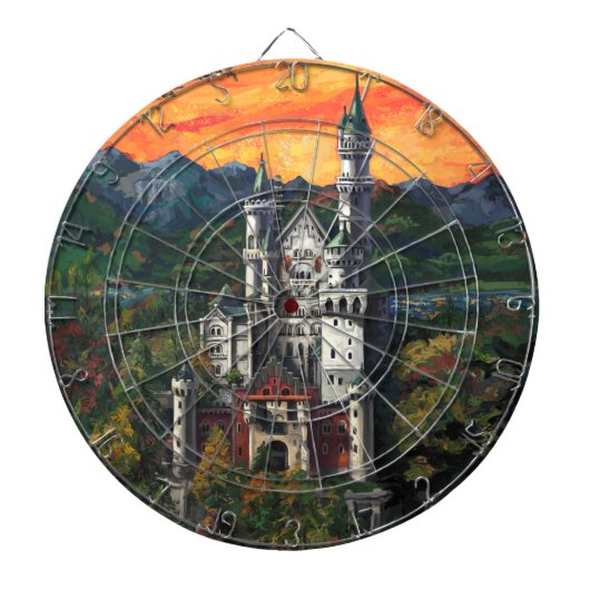 Castle Schloss Neuschwanstein Dartbord (Voorkant)