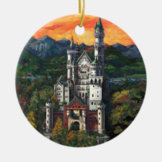 Castle Schloss Neuschwanstein Keramisch Ornament (Voorkant)