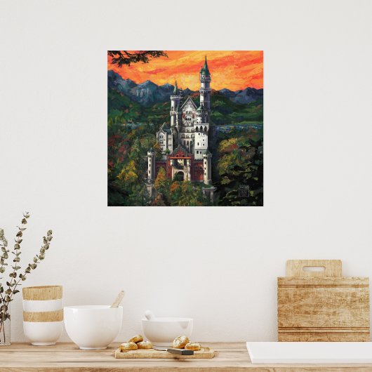 Castle Schloss Neuschwanstein Poster (Keuken)