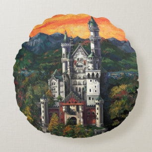 Castle Schloss Neuschwanstein Rond Kussen