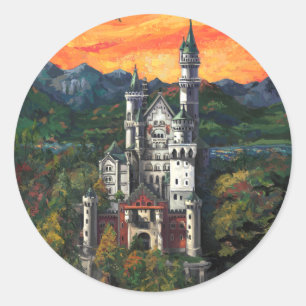 Castle Schloss Neuschwanstein Ronde Sticker