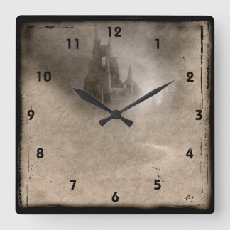 Castle Steampunk Gothic Wall Clock Vierkante Klok