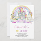 Castle Under Rainbow Unicorn Invitation Anniversai (Devant)